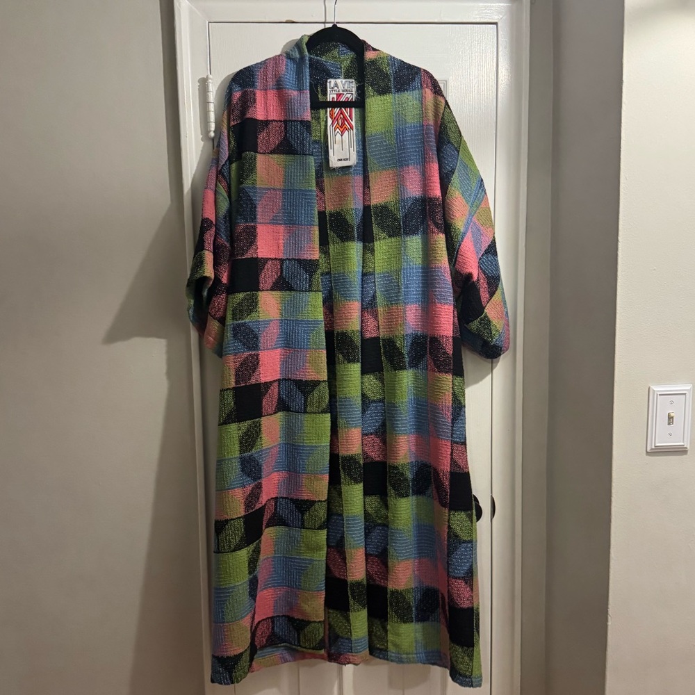 La Vie Style House Multi-Colored Tweed Maxi Duster - Like New